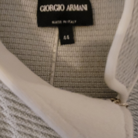GIORGIO ARMANI Light Blue Gray Ribbed Knit Asymmetric Front Zip Fitted Jacket 44 - Picture 2 of 3